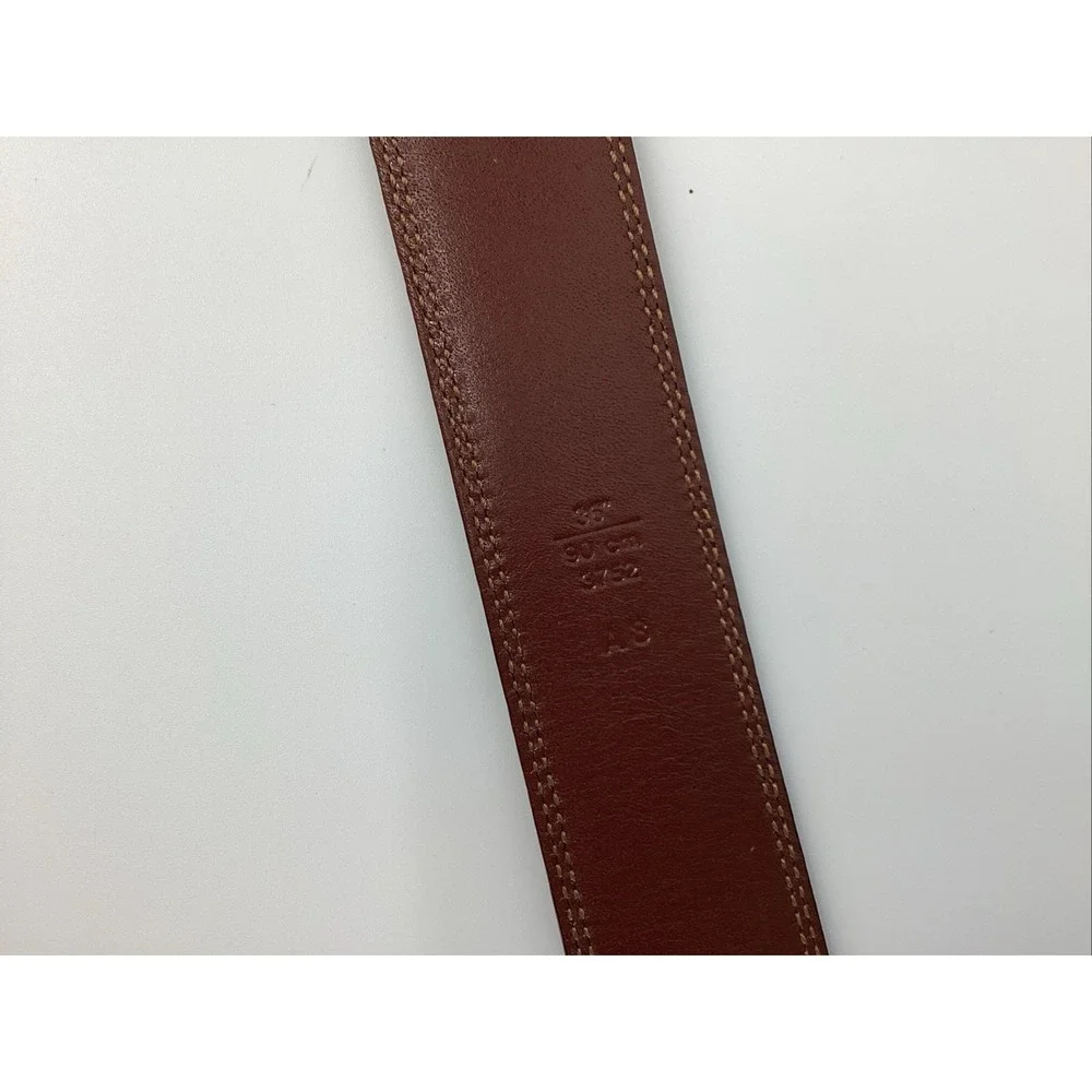 Coach Calfskin Brown Leather Belt #3752 Silver Tone Brass Buckle Mens 36